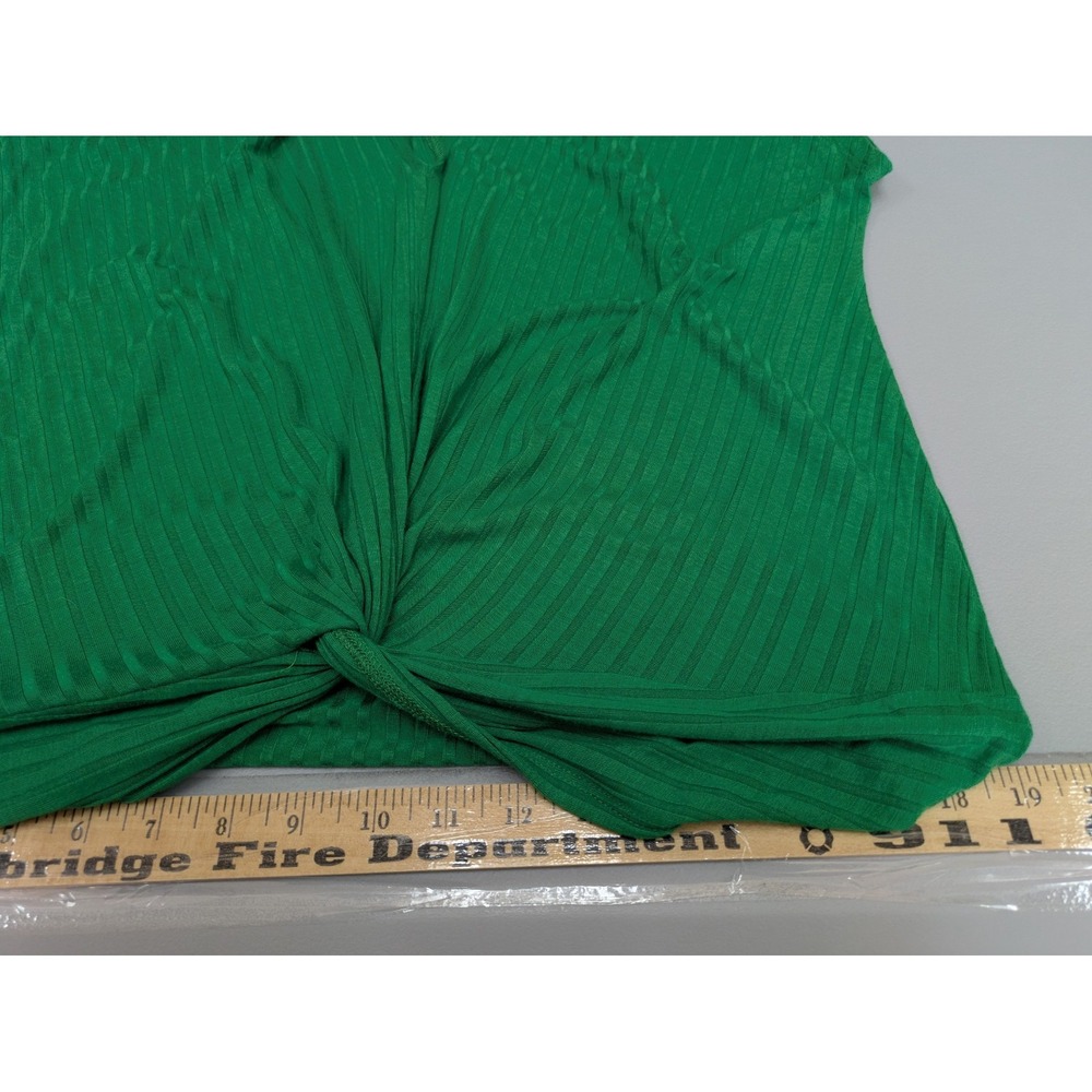Twist Front‎ Top Women's Medium Green Rib Knit Dolman Casual Relaxed Slouchy - Picture 6 of 8